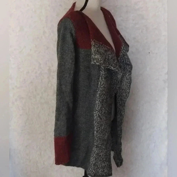 Lineamaglia Red Grey/Multi Zig Zag Waterfall Cardigan, Size M Made in Italy - Picture 3 of 8